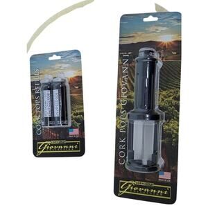 New Giovanni Collection Cork Pops CO2 Propelled Wine Bottle Opener w Refills